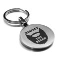 thumbnail image 1 of Stainless Steel Respect the Beard Round Medallion Keychain Circle Ring, 1 of 2