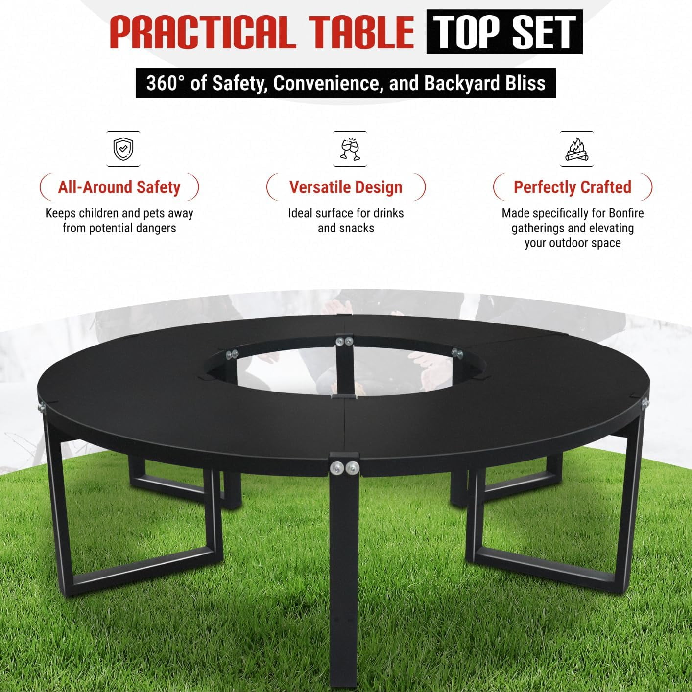 21.6 Inch Smokeless Firepit with Round Table Top - Efficient and Safe Bonfire Fire Pit - Perfect Smokeless Fire Pits for Outside Gatherings with Family & Friends