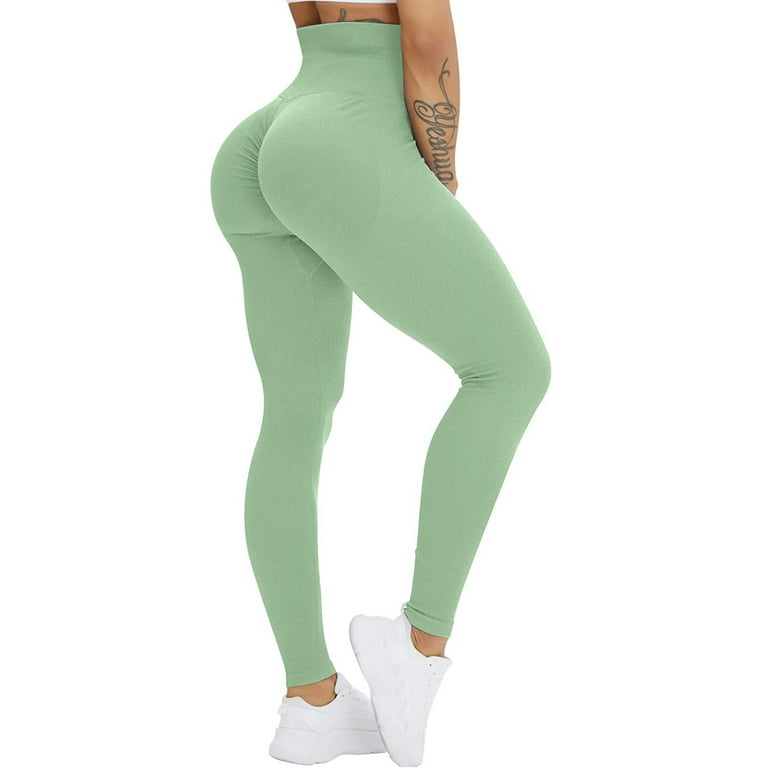  Leggings for Women with Pockets Women's No See-Through Soft  Athletic Tummy Control Yoga Pants Green : Clothing, Shoes & Jewelry