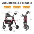 thumbnail image 5 of Andadores HOMLAND para personas mayores con asiento, andador plegable con ruedas, marco de aluminio reforzado, ruedas grandes de goma de 20 cm para todo terreno, andador ligero con ruedas y altura aju, 5 of 5