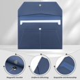 thumbnail image 4 of File Folder - PU Leather A4 Document Holder File Organizer Filing Envelope Portfolio Case Tablet Sleeve with Magnetic Snap Closure & Front Pockets for Home School Office Stationery Navy, 4 of 6