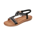 thumbnail image 3 of Domuza Womens Flat Sandals with Rhinestones Sparkling Boho Dressy Ladies' Sandal,Women's Wide Width Sandals Non Slip on Elastic Ankle Strap Beach Shoes Black 9（EU-42）, 3 of 4