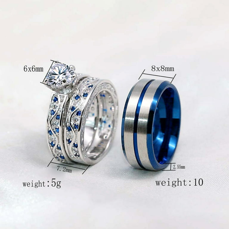 Diamond & Titanium Couple's Ring Set