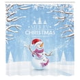 thumbnail image 3 of Ambesonne Christmas Shower Curtain, Snowy Winter Noel, 69"Wx84"L, White Blue, 3 of 5