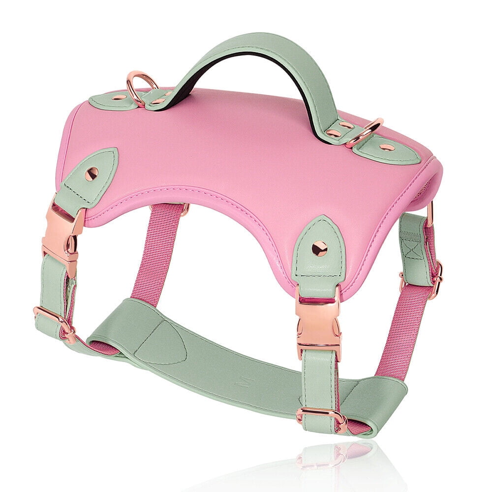 Pet Artist PU Leather Dog Harness with Handle No Pull Soft Padded Vest Adjustable Medium Large
