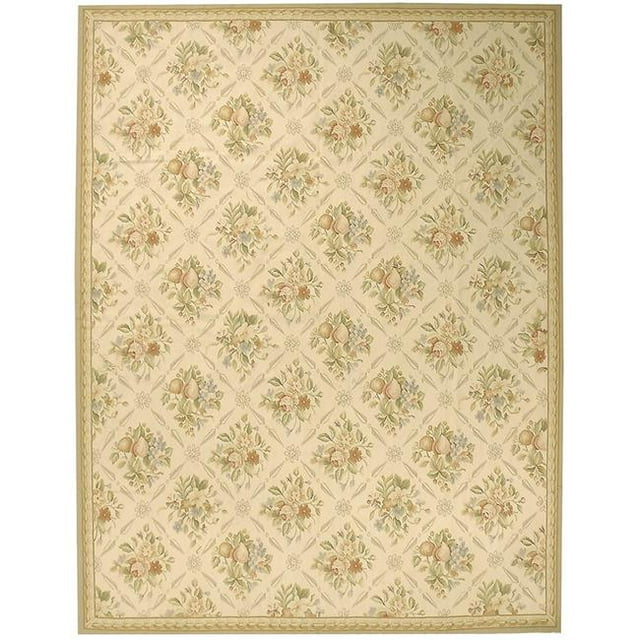 Due Process Stable Trading Aubusson Arras Ivory & Beige Round Area Rug, 8 x 8 ft.