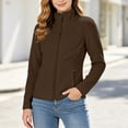 thumbnail image 5 of Women Fleece Jacket Sevevn Stand Collar Slim Fit Polar Fleece Fabric Full Zip Long Sleeve Outerwear With Zipper Pockets For Hiking Travel Daily Outdoor Wear, 5 of 8