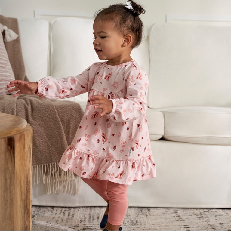Gerber Baby and Toddler Long Sleeve Dress & Leggings Set, 2 Piece, Sizes  0-3 Months - 5T