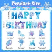 Sinekong Winter Snowflake Hanging Swirl Happy Birthday Party Decorations Banner for Winter Wonderland Birthday Party Supplies