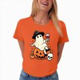 thumbnail image 5 of NOLDARES Halloween Shirts for Women Pumpkin Cat Graphic Tees Fall Crewneck Short Sleeve Costumes Autumn Party Graphic T-Shirt(Orange,S), 5 of 7