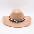 thumbnail image 5 of Eosunjian Cowboy Hat Polyester Lightweight Cowboy Hat Cowboy Hat for Women Men Brim Western Style with Bull Head Band Decoration Lightweight for All-day, 5 of 8