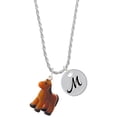thumbnail image 1 of Delight Jewelry Resin Brown Pony Silvertone Script Initial Disc - M - Charm Necklace, 20"+3", 1 of 4