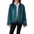 thumbnail image 1 of Diconna Women's Fall Faux Fur Jacket Solid Color Long Sleeve Open Front Plus Size Coat Streetwear, 1 of 9