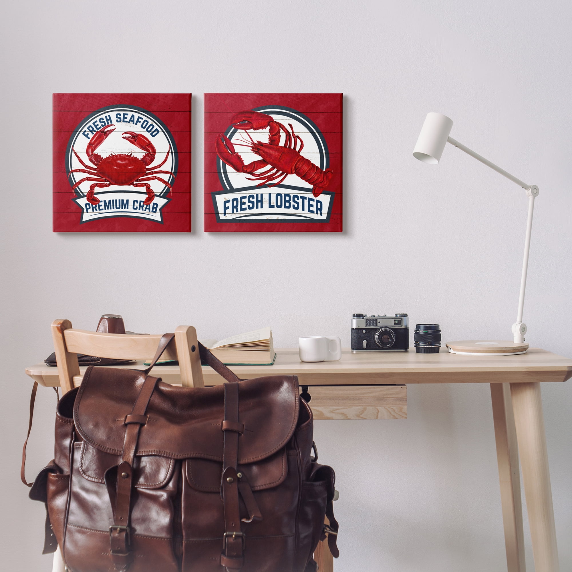 Stupell Industries Fresh Crab & Lobster Animals & Insects Painting Gallery Wrapped Canvas Print Wall Art, 17 x 17, Set of 2