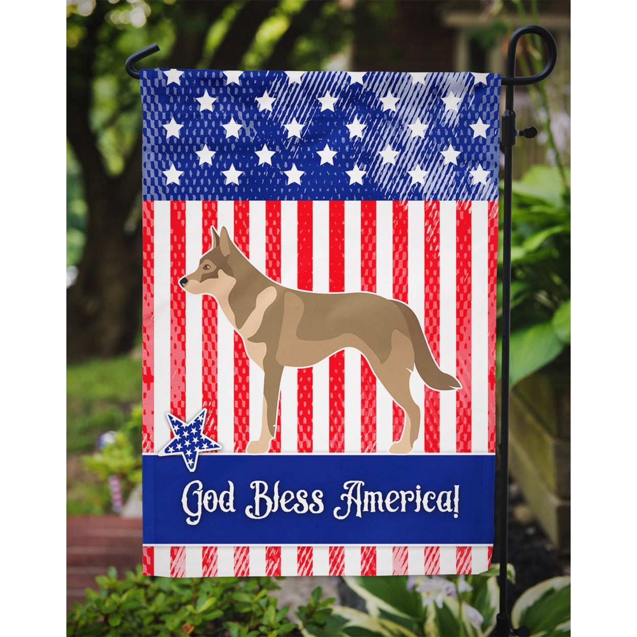 Carolines Treasures BB8416GF Czechoslovakian Wolfdog American Flag Garden Size  Small multicolor