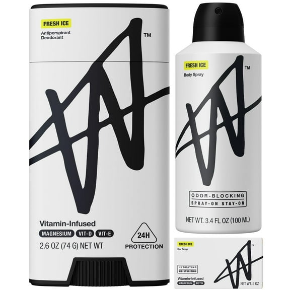 W by Jake Paul Fresh Ice Scent Bundle: Sweat-Protection Deodorant   Odor Blocking Body Spray   Hydrating & Moisturizing Soap Bar