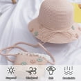 thumbnail image 4 of Conjunto de sombrero y bolso de paja para niñas, sombreros de fiesta de té para niñas, bolsos, gorras de vestir, bolsas, regalo para cumpleaños, verano, viajes en la playa, 4 of 5