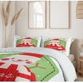 thumbnail image 6 of Ambesonne Christmas Duvet Cover Sets, X'mas Candy Cane Snowman, 2-King, Pistachio Green Vermilion, 6 of 7