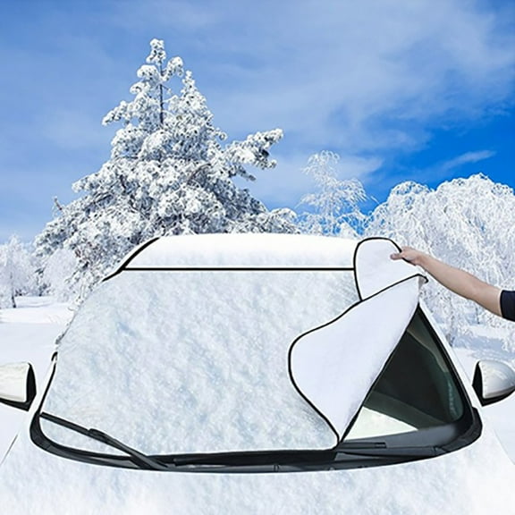 Yirtree Car Windshield Snow Cover with 4 Layers Protection, Frost Ice Removal Sun Shade for Winter Protection, Extra Large and Thick Windshield Ice Cover Fits for Cars Trucks Vans and SUVs