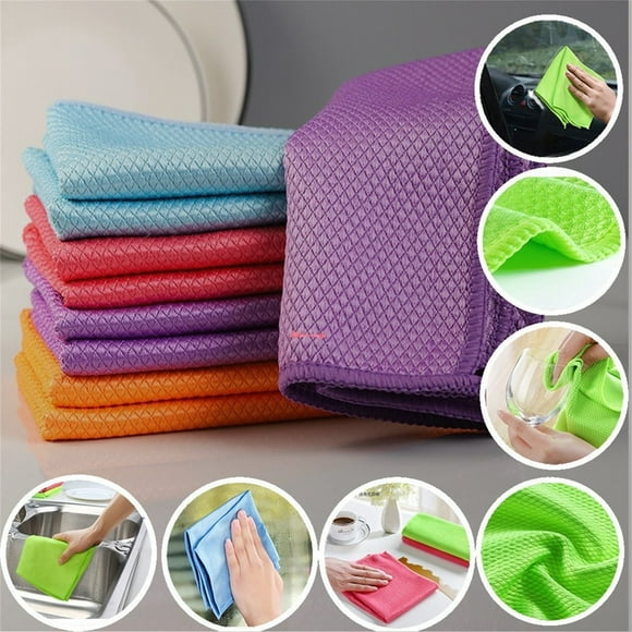 mtvxesu Thickened Absorbent Glass Cleaning Cloth with Fish Scales Texture for Kitchen, Table, and Car Window, 25X25Cm, 1Pc