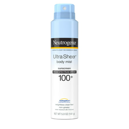 Neutrogena Ultra Sheer Lightweight Sunscreen Spray, SPF 100+, 5 (Best Sunblock For Face And Body)