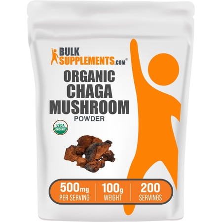 BulkSupplements Organic Chaga Mushroom Powder - 500mg per Serving - 100 Grams (3.5 oz) - 200 Servings