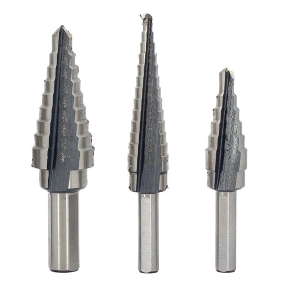 Drill America 3 Piece HSS Step Drill Bit Set (Sizes #1 to #3)