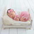 thumbnail image 2 of Baby Wooden Bed Gift Photo Prop Posing Portable Durable Photography Shotting(Brown), 2 of 7