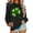 Saint Patricks Day Top - A03 Black, variant on Xdegoge St Patricks Day Sweatshirts Women Long Sleeve Crewneck Pullover Elegant Four Leaf Clover Themed Print Sweatshirt for Themed Parties