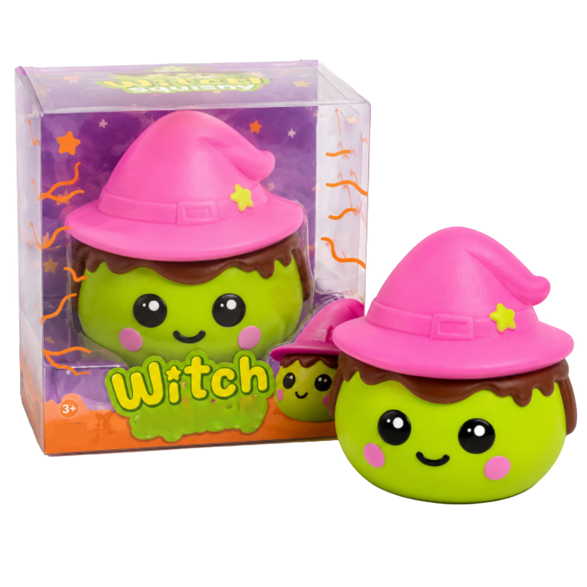 Halloween Witch Squishy Toy Squeezable and Stretchable Witch Figure Soft Sensory Squeeze Toy for Ages 6+ Party Favor Desk Toy and Gift