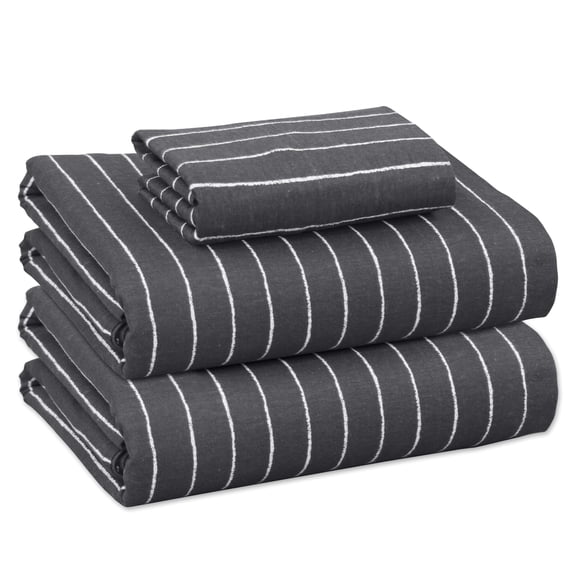 RUVANTI Flannel Sheets Twin XL Size - 100% Cotton Brushed Bed Sheet Sets - Deep Pockets 16 Inches (fits up to 18") - All Seasons Breathable & Super Soft - Warm & Cozy - 3 Pcs - Pinn Stripe