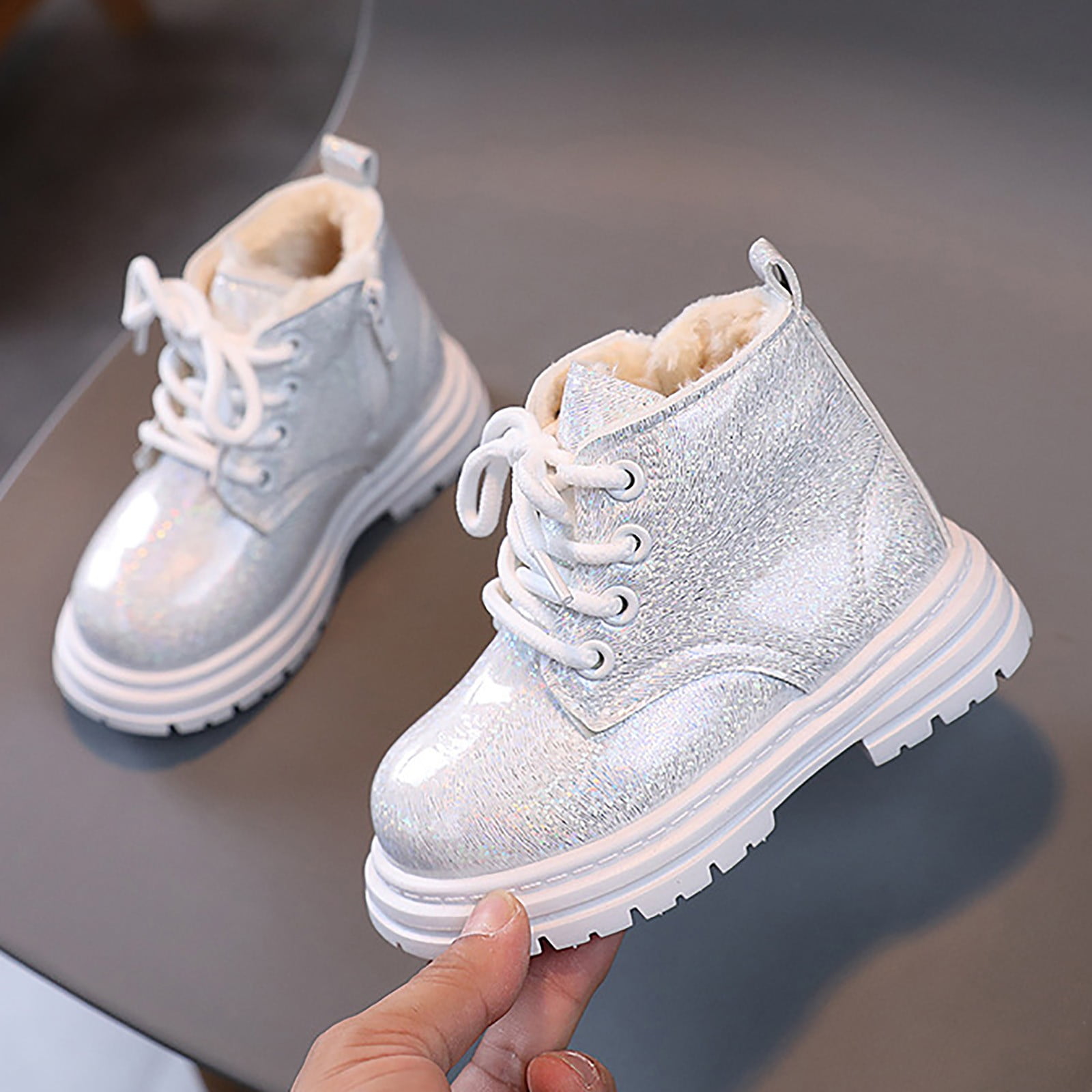 YOUSNH Boys and Girls Mesh Lace Shoes Fashion Mesh Lace Boots Non Slip Breathable Boots Shoes for Kids White 9