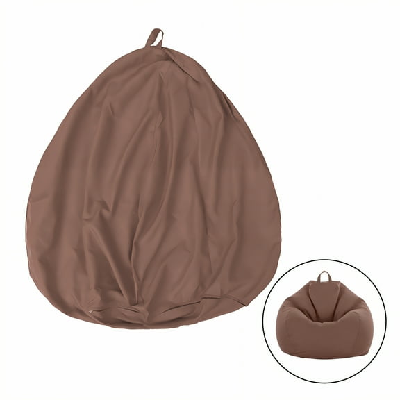 AUQ Bean Bag Cover,Clean-Friendly Form Bean Bag for Stuffed Animals Storage,Cross Stitching Bean Bag Chair Cover,Brown1