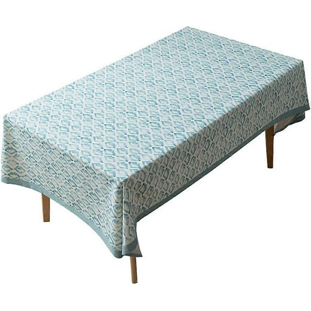 Geometric Printed Tablecloth Thick Table Cloth Long Table Cover for Kitchen Dining, Party, Holiday, Picnic, Buffet (Blue, 55"x87")