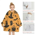 thumbnail image 6 of Witch Hat Halloween Pattern Blanket Hoodies for Kids 6-13YR Oversize Wearable Blanket Hoodies for Boys Girls Teens, 6 of 7