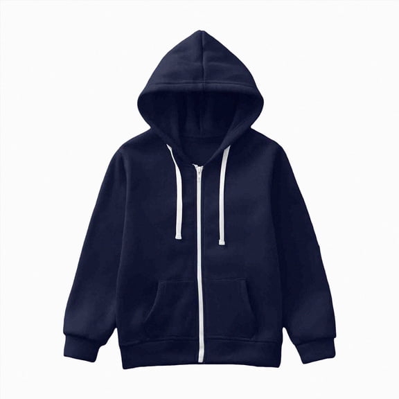 Gubotare Kids Zip Up Hoodie School Uniform Boys Girls Zipper Sweatshirt Oversized Y2K Fall Hooded Jackets With Pockets Preppy Clothes (Navy, 3-4 Years)