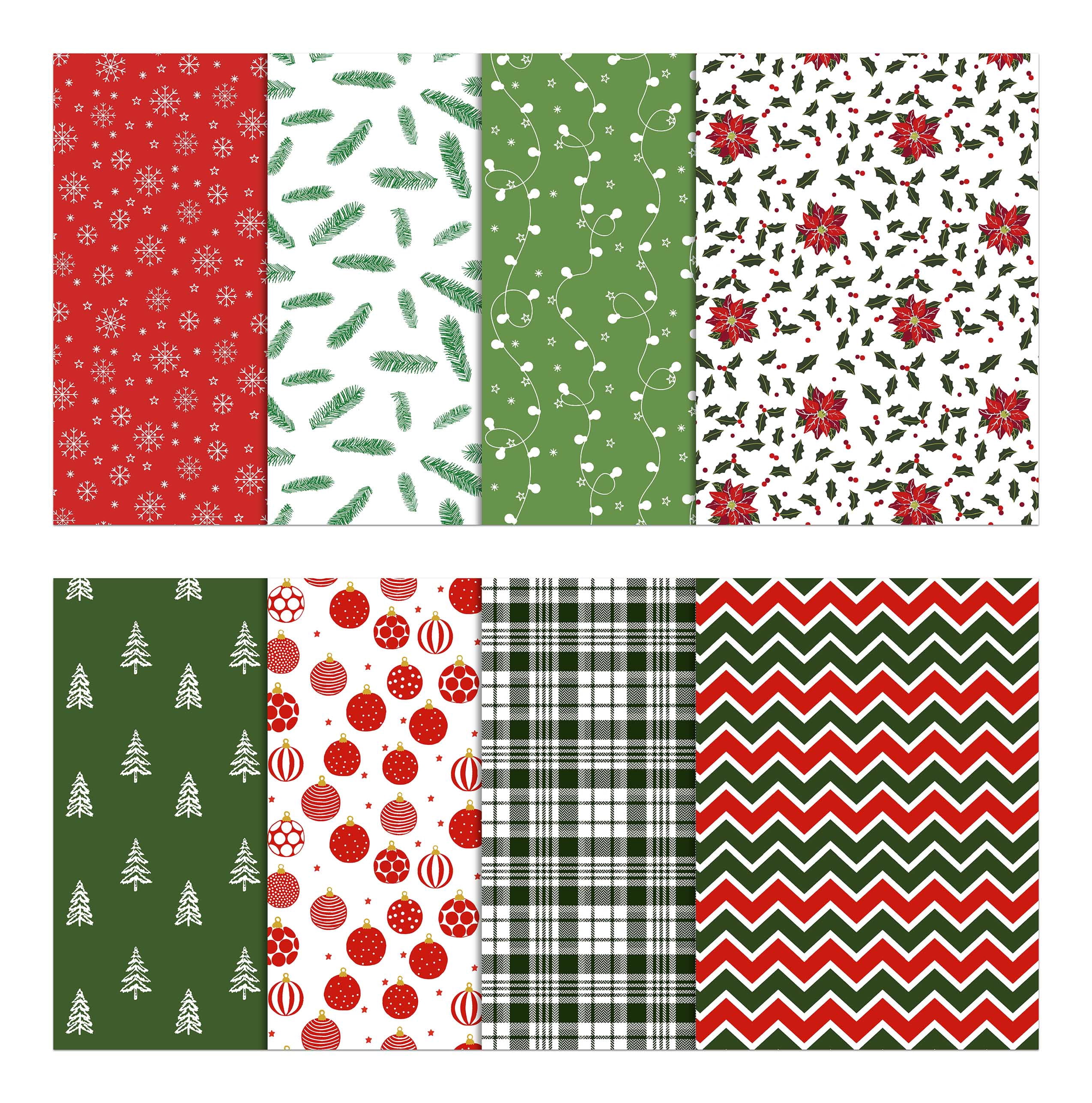Soimoi 8 Pc Fat Quarter Bundle,ChristmasPrint 18"x 22"DIY Patchwork-100% CottonPre-Cut Quilting Fabric Red, White & Green