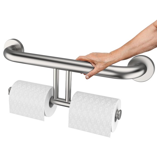 Barra de agarre con soporte para papel higiénico Zepolu 2 en 1 de 17 pulgadas