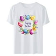 thumbnail image 5 of DDAPJ pyju Easter Teacher Shirts for Women Bunny Eggs Graphic Print T-Shirt Short Sleeve Round Neck Tee Tops White XL, 5 of 6