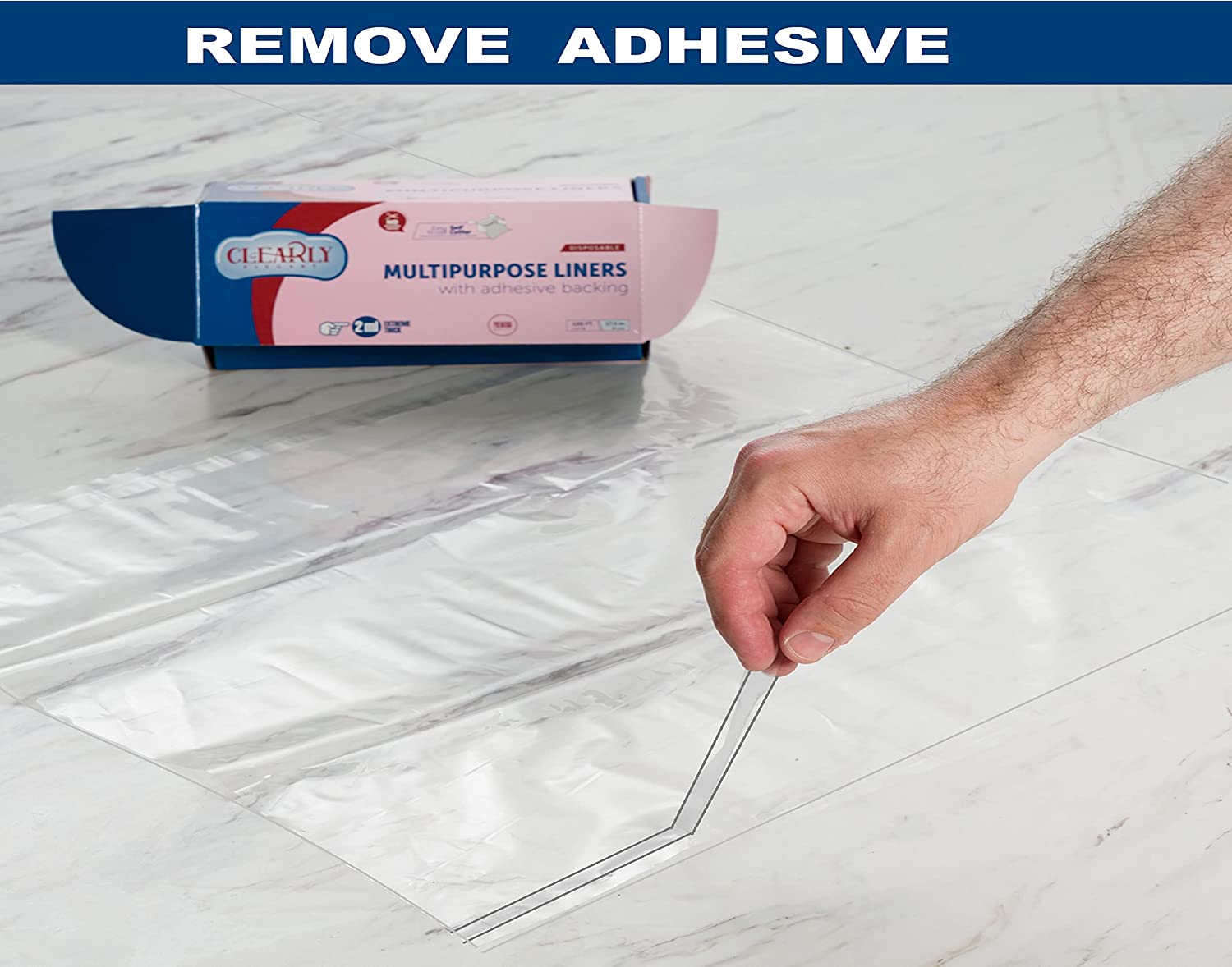 Clearly Elegant Clear Adhesive Plastic Liners with Easy Self-Cutter for Kitchen Counter, Picnic Tables, Shelf & Refrigerator Liners, Arts & Crafts Table Protector, 15.5in x 100ft. 2ml.