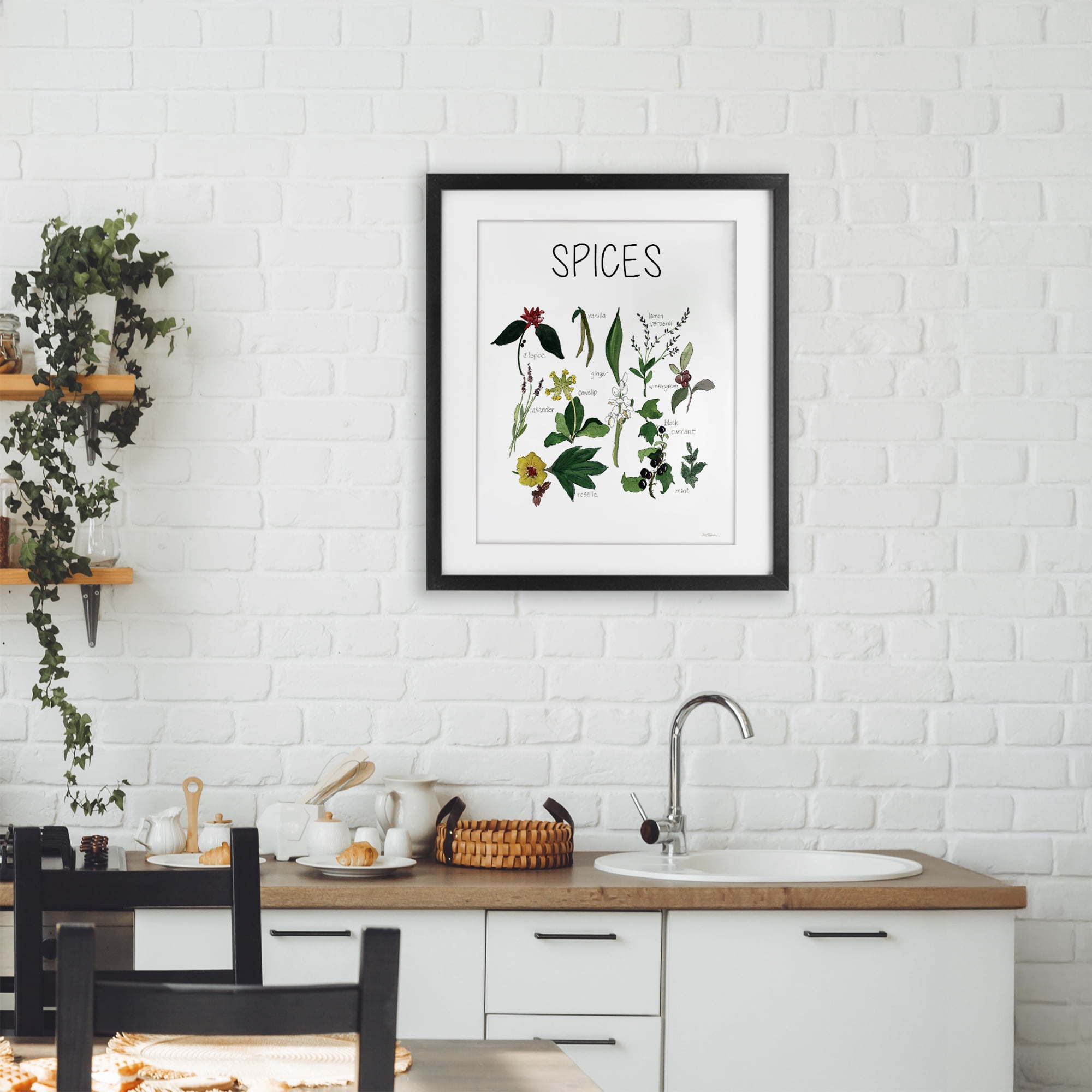 Stupell Industries Spices Identification Chart Black Framed Print Under Glass, design by Carol Robinson