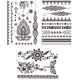 thumbnail image 2 of Tatuajes temporales para mujeres, (10 hojas, 21*14,8 cm) pegatinas de tatuajes temporales tatuaje de muñeca de brazo tatuaje negro, 2 of 4