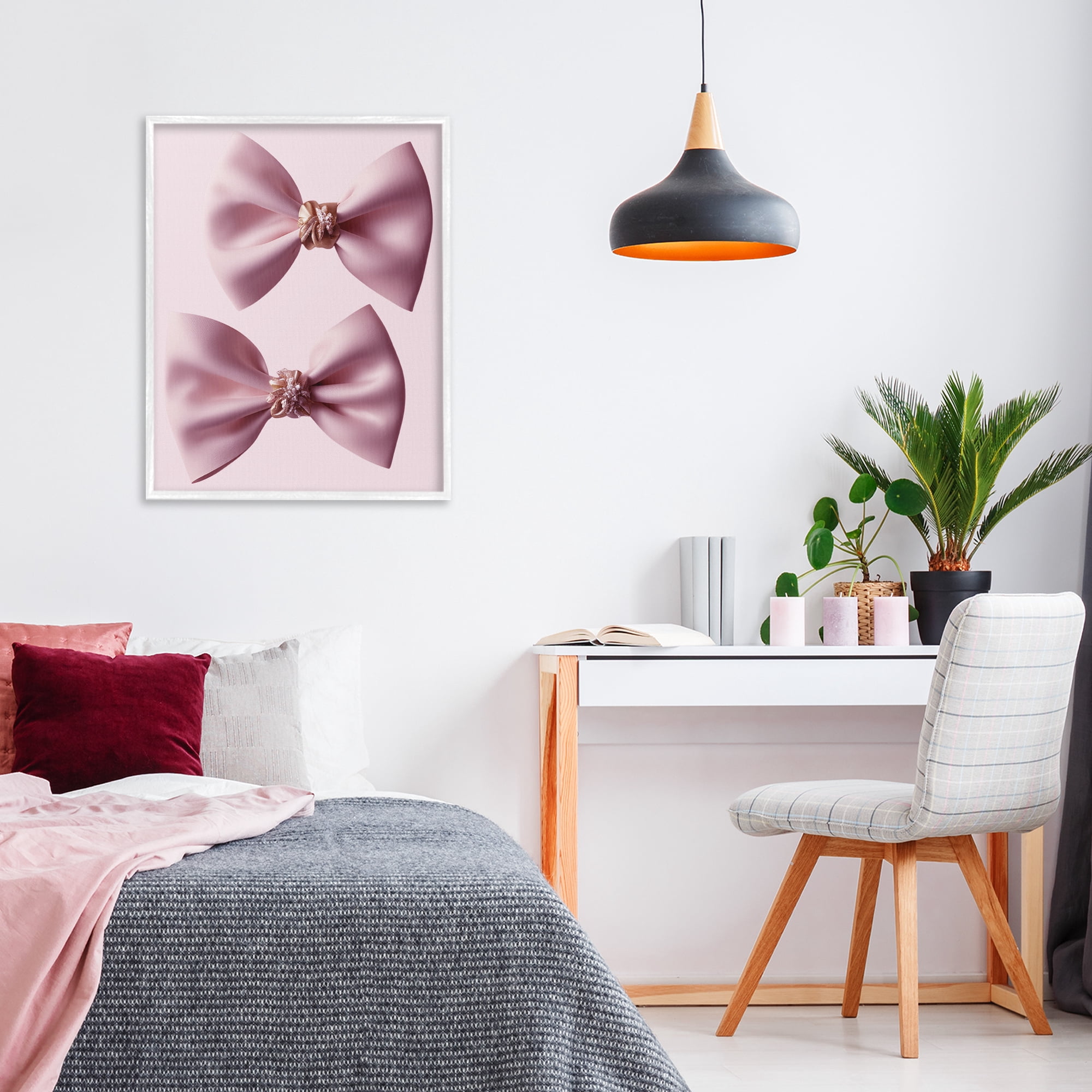 Stupell Industries Elegant Bows with Glam Details White Framed Giclee Art, design by Jesse Keith