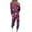 Purple, variant on Women's Two Piece Christmas Snowman & Tree Printed Set: Round Neck Long Sleeve Shirt & Drawstring Sweatpants with Pockets, Dark Purple, Size L