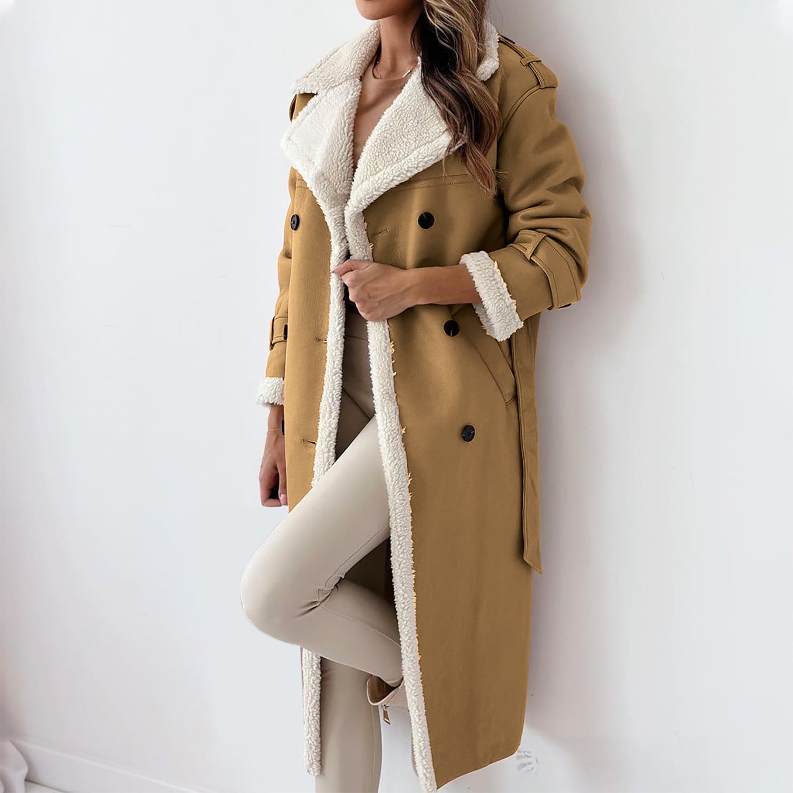 sherpa notch lapel coat