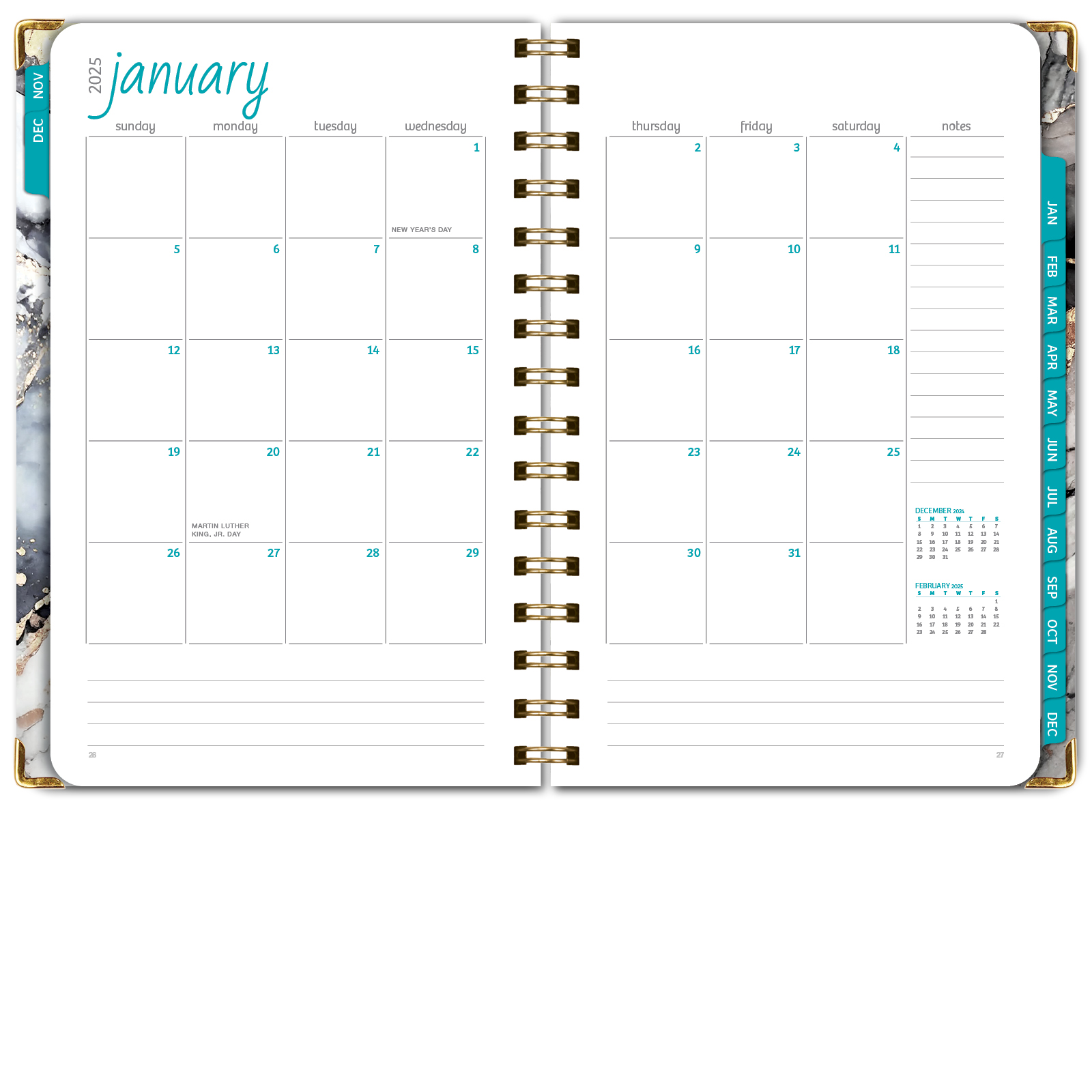 Global Printed Products Hardcover 2025 Daily, Monthly & Weekly Planner