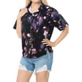 thumbnail image 6 of HAPPY BAY Women's Vacation Hawaiian Shirt Button Down Dressy Elegant Beach Blouses Holidays Short Sleeve Summer Shirts For Women XL Violet, 3D Flower Arts, 6 of 6