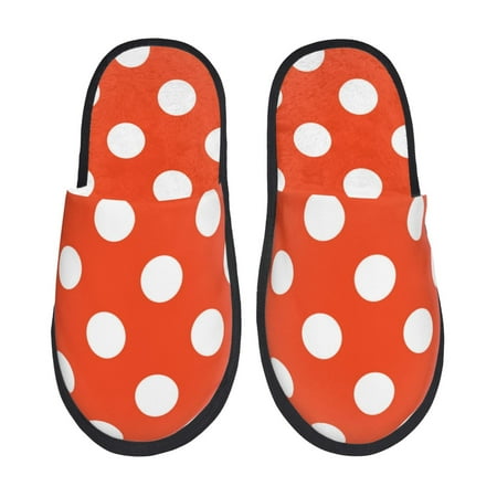 

Fuzoiu Orange And White Polka Dot1 Print Unisex Furry Slippers Plush Indoor Shoes Trendy House Slippers Anti-Skid EVA Sole House Shoes for Home Office and Travel -Large
