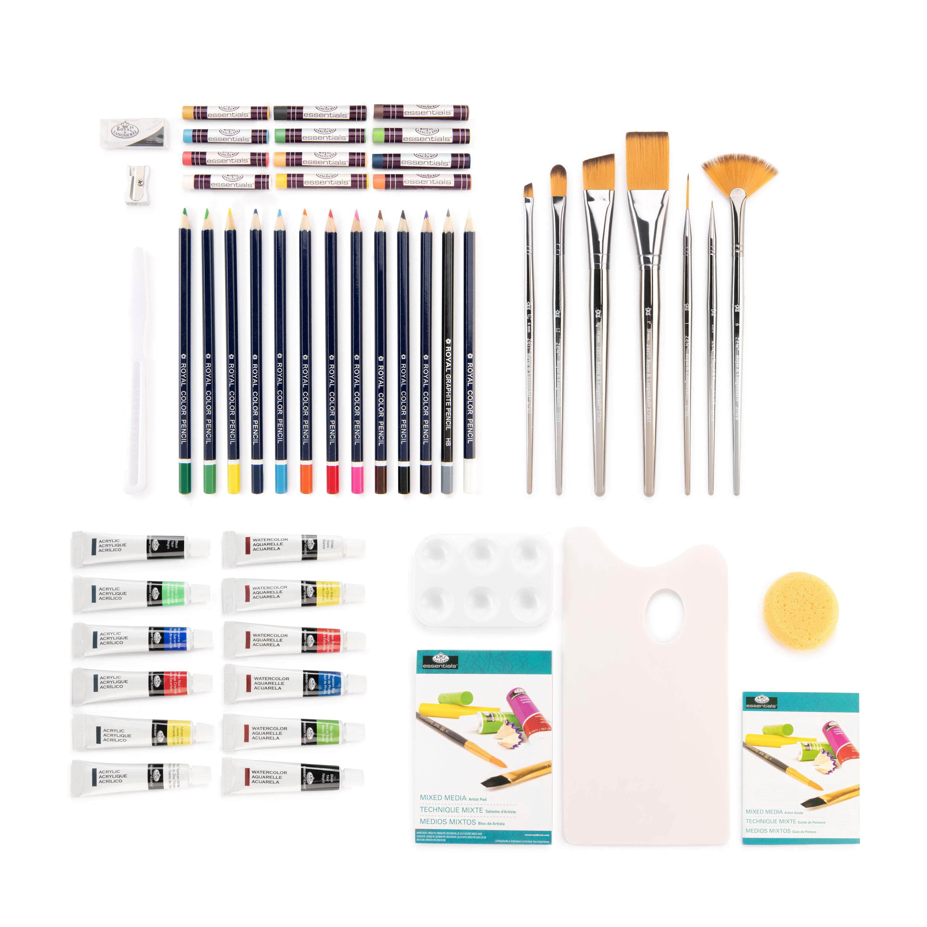 Royal & Langnickel Essentials™ 53pc Mixed Media Standard Handle Zen Brush Travel Art Set