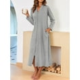 thumbnail image 2 of Avidlove Women Zipper Front Robes Long Sleeve Housecoat Lightweight Full Length Nightgowns Sleepwear with Pockets, 2 of 7